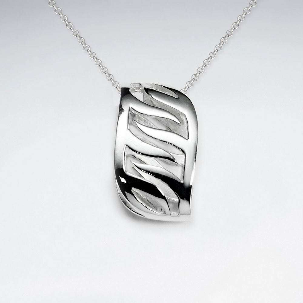 Zigzag Cutout Long Charm Pendant