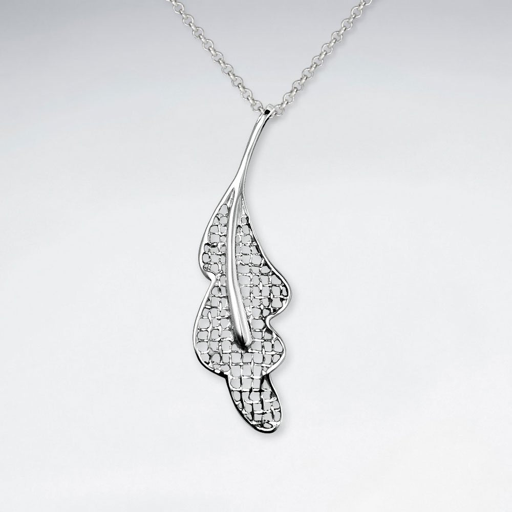 Textured Leaf Silver Pendant