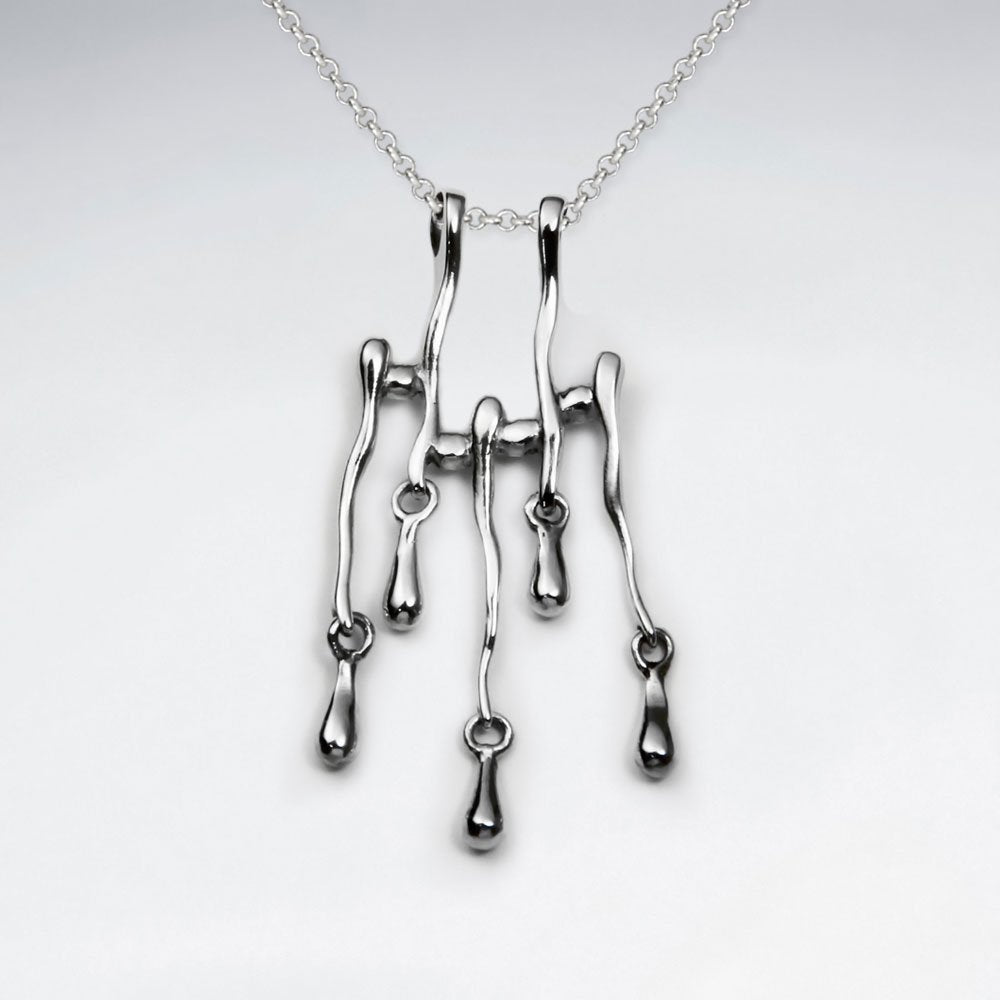 Edgy Organic Modern Design Projecting Lines Silver Pendant