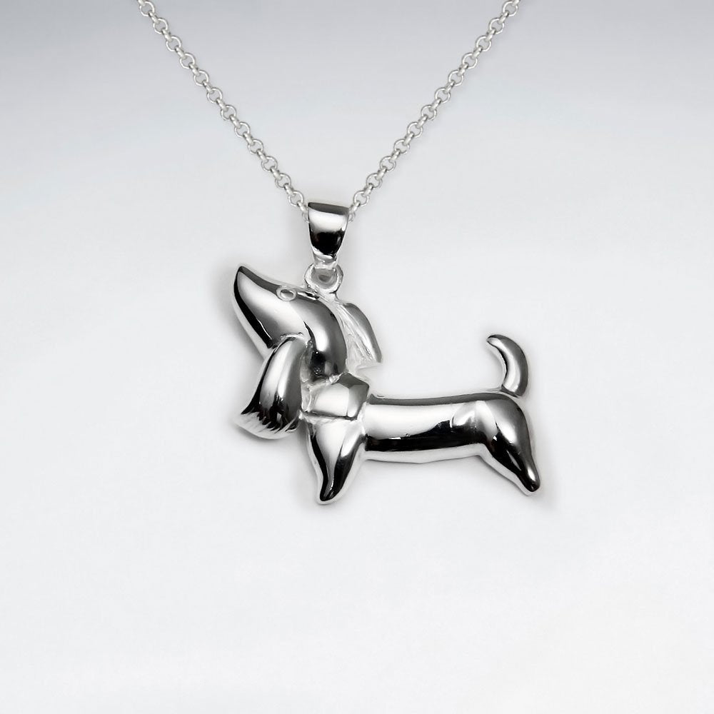 Wiener Dog Inspired Silver Pendant