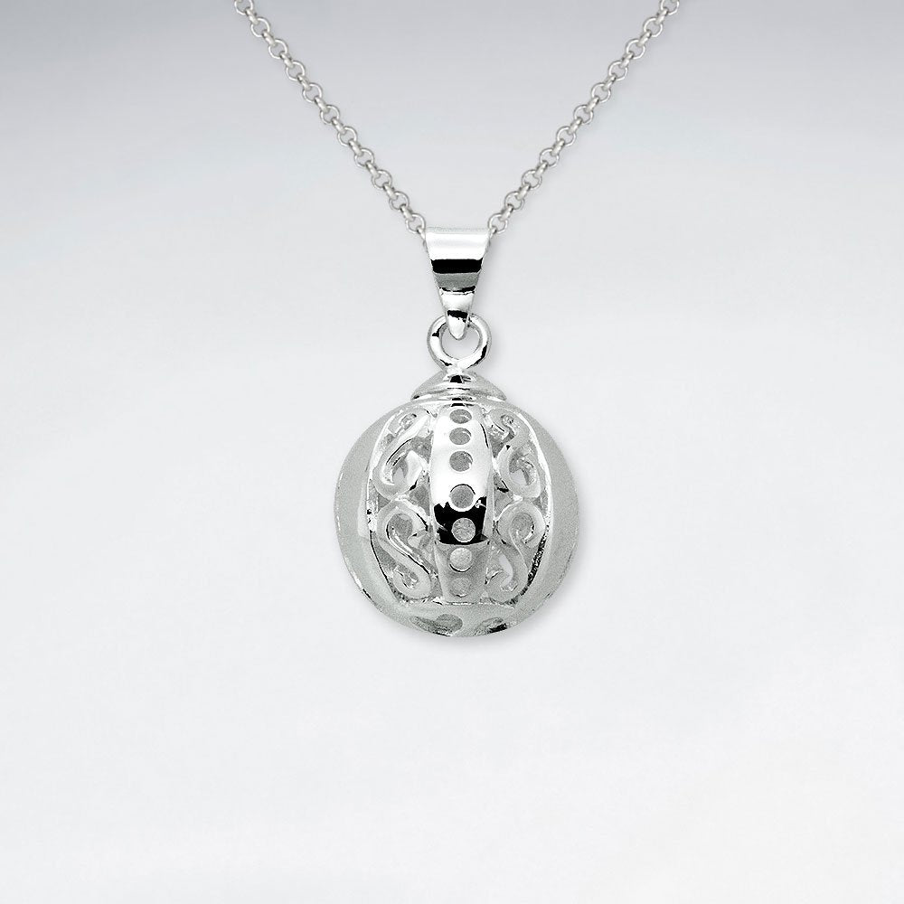 Silver Egg Shaped Open Filigree Pendant