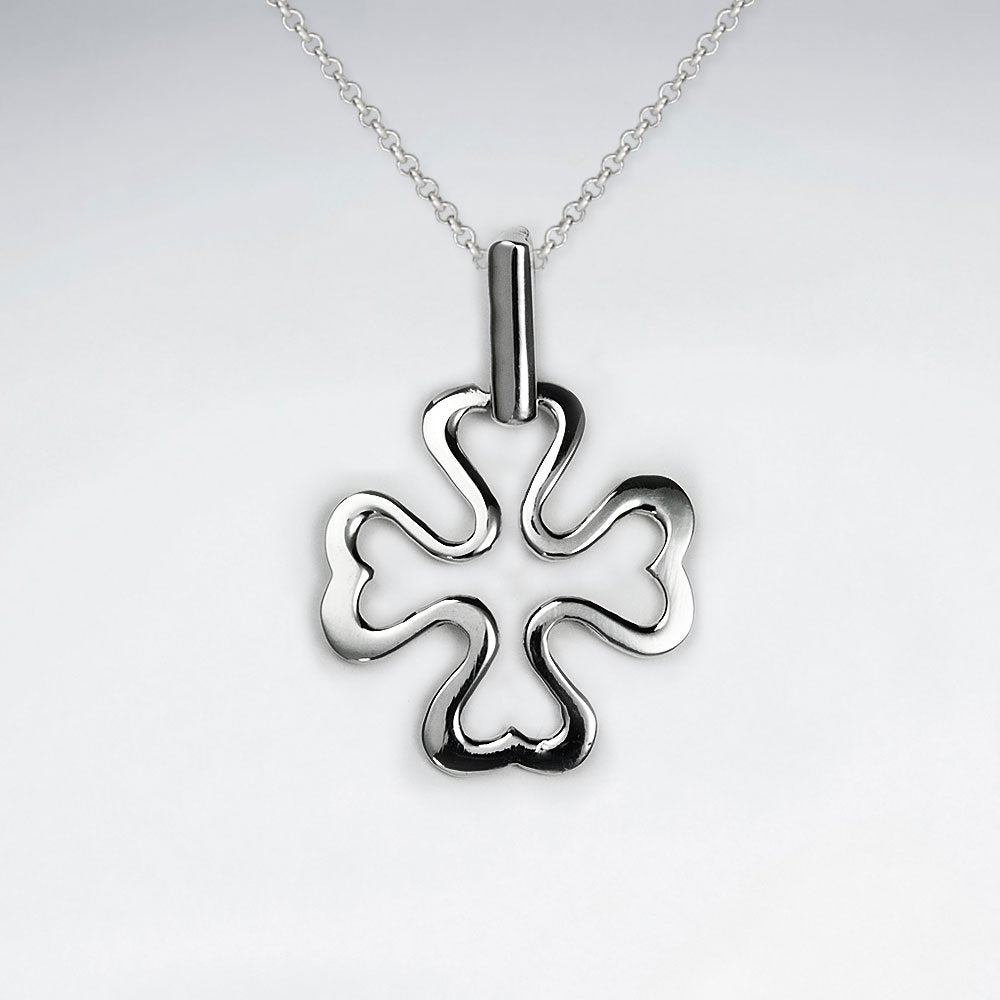 Lucky Charm Open Clover Inspired Silver Pendant