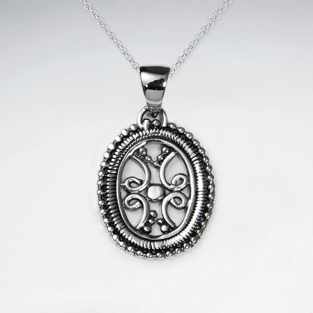 Oxidized Ornate Oxidized Silver Filigree Dangle Pendant