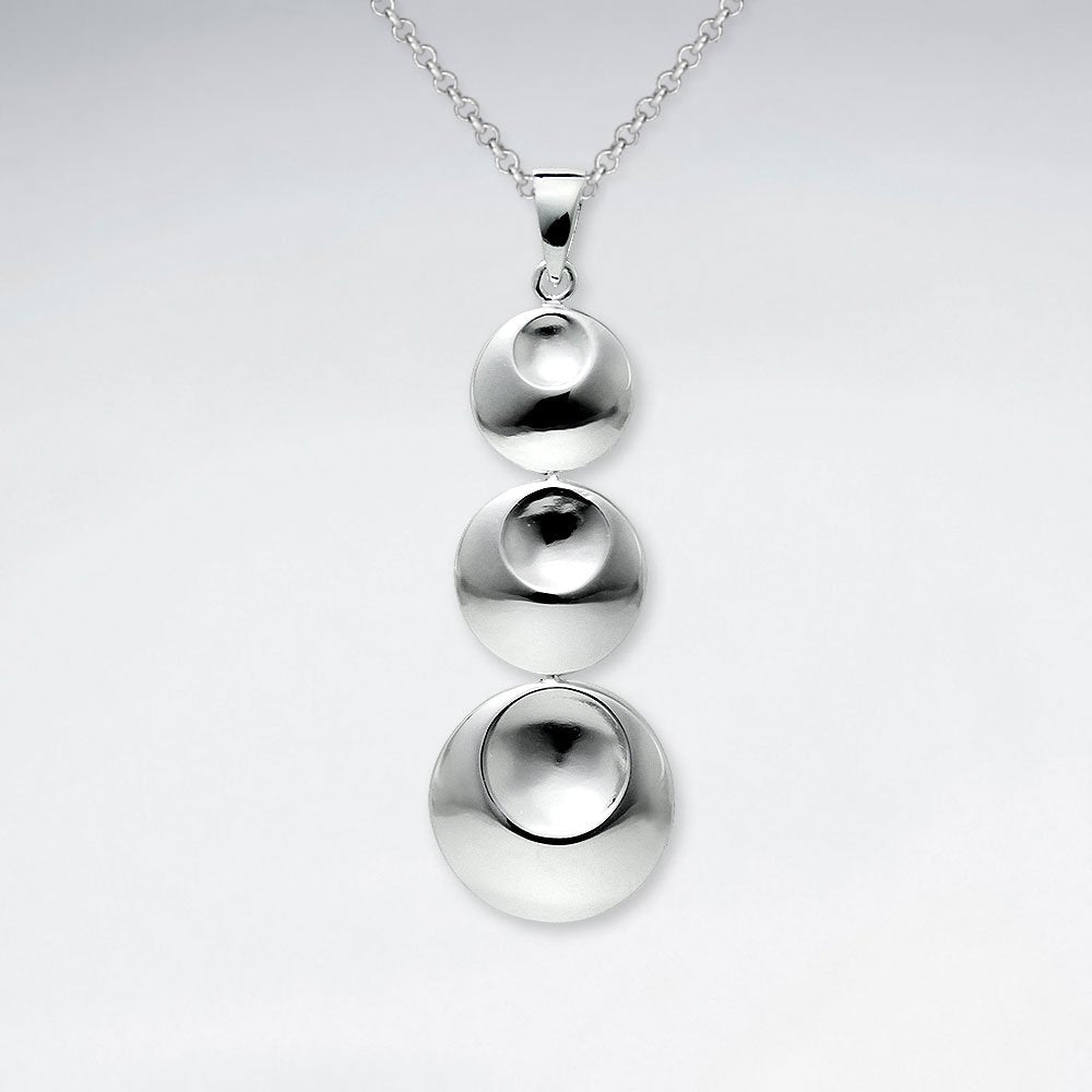 Triple Dimpled Connected Circles Silver Pendant