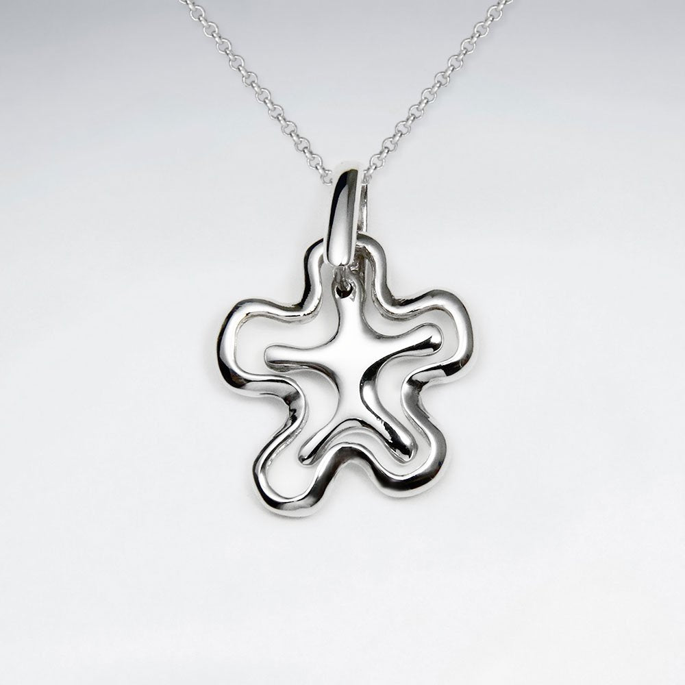 Modern Silver Splat Open Design Pendant