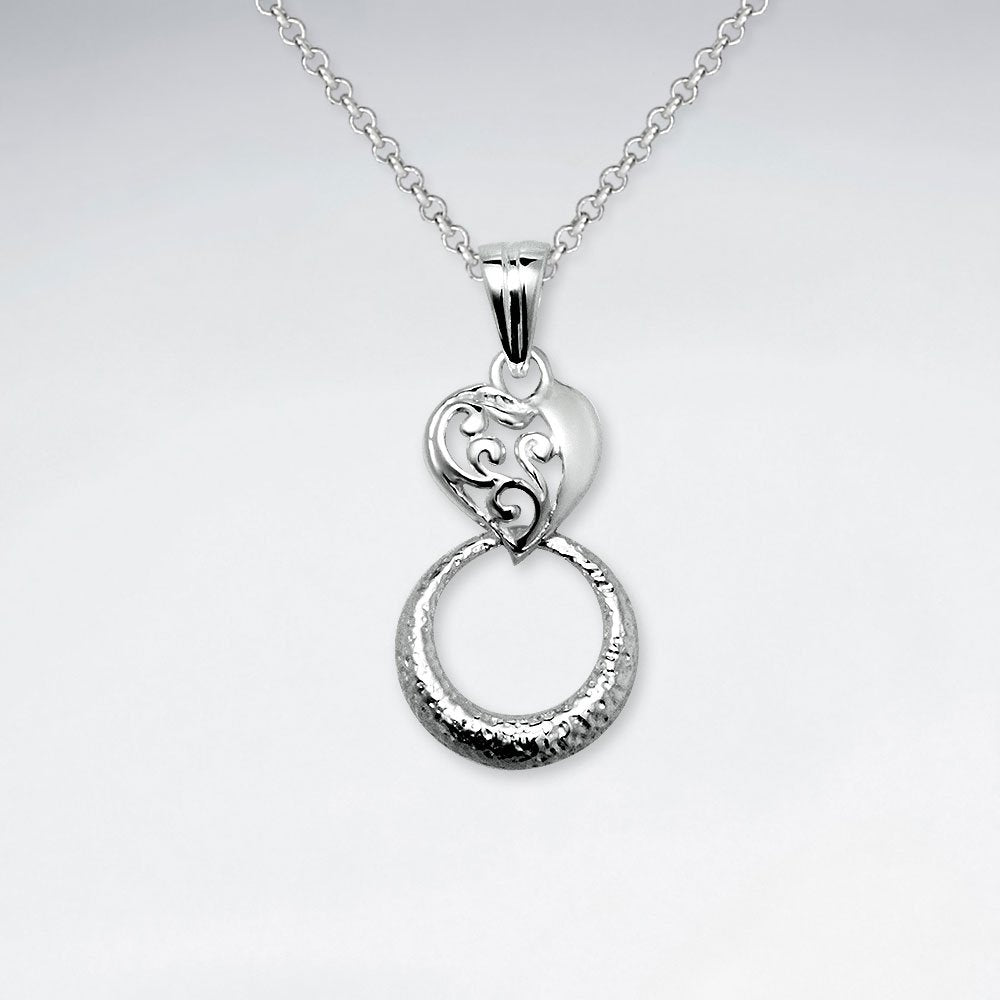 Open Circle Silver Drop Pendant