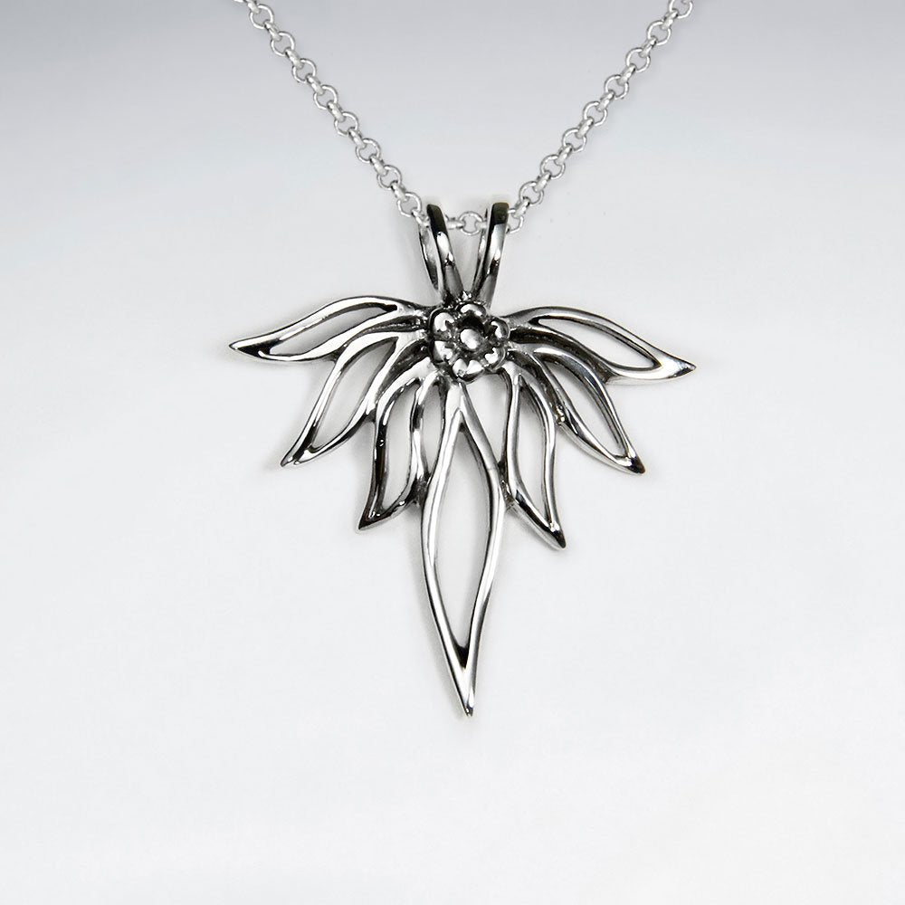 Partial Flower Cutout Silver Pendant