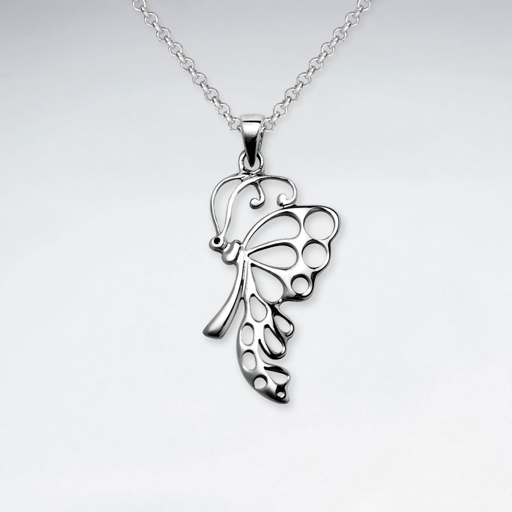 Butterfly Cutout Silver Pendant