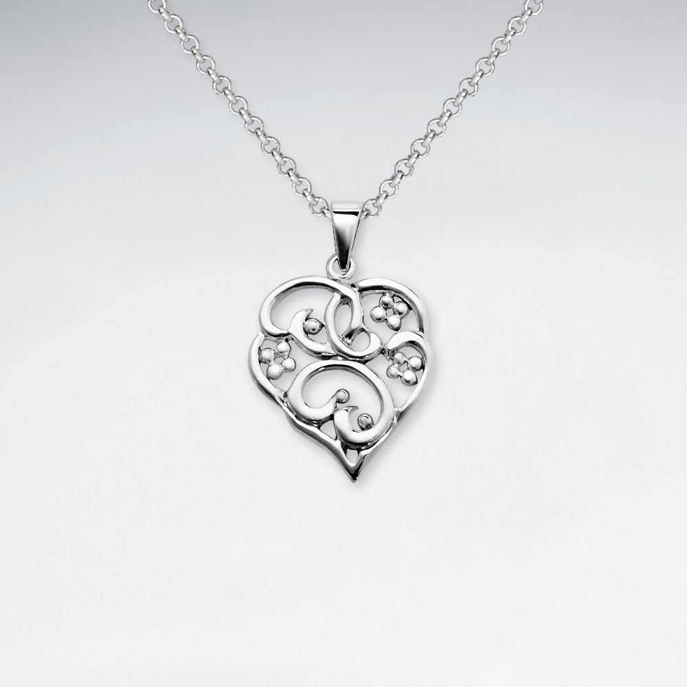Filigree Heart Inspired Silver Pendant