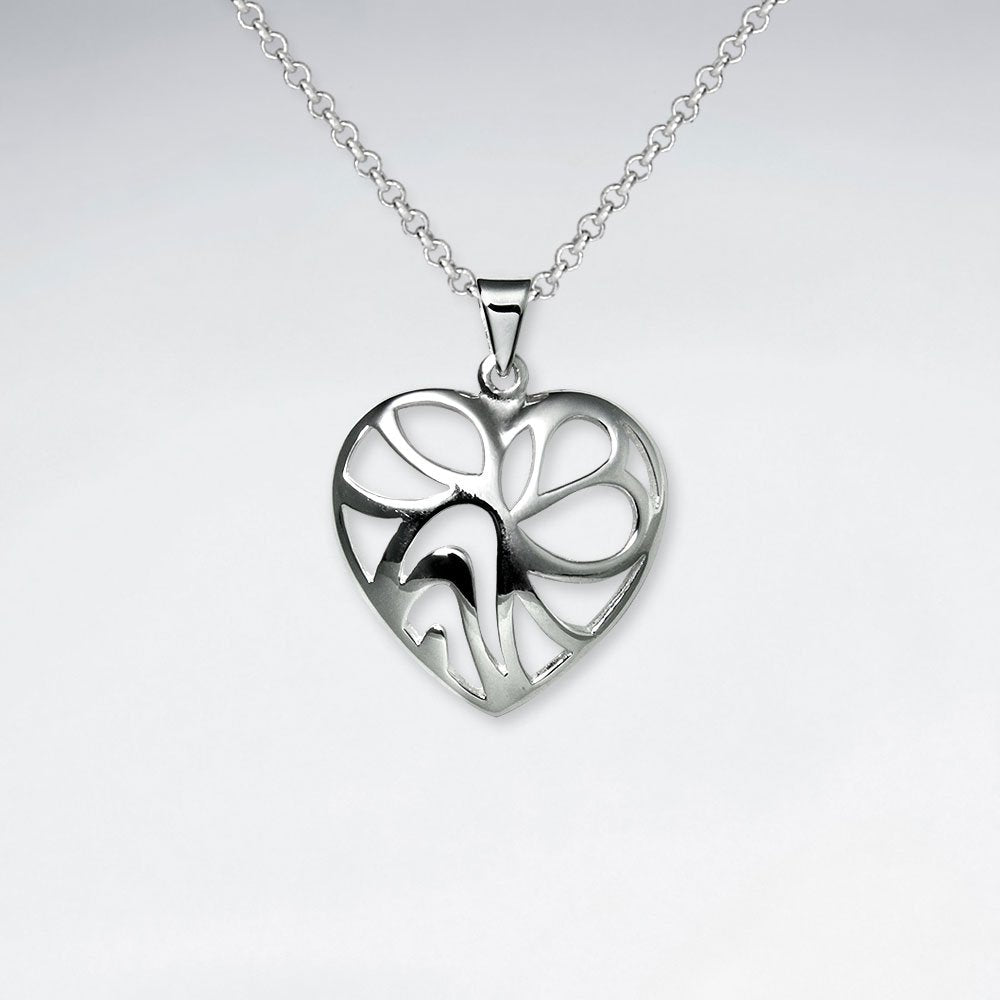 Cutout Heart Polished Silver Pendant