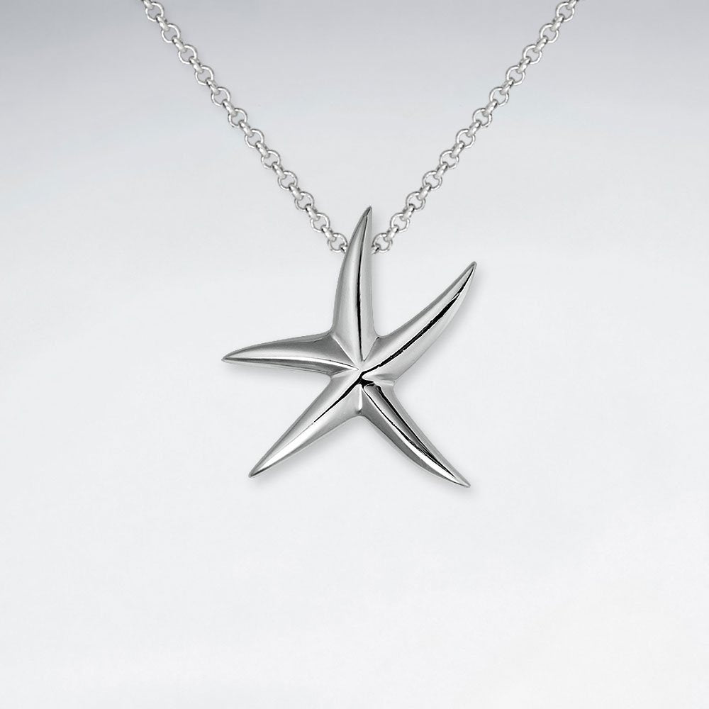 Polished Silver Petite Starfish Pendant