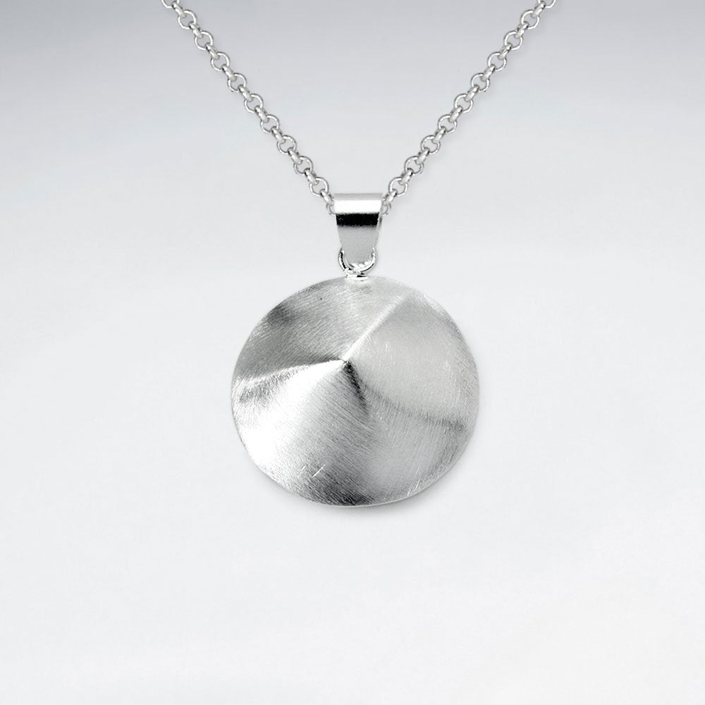 Matte Sterling Silver Round Circle Pendant