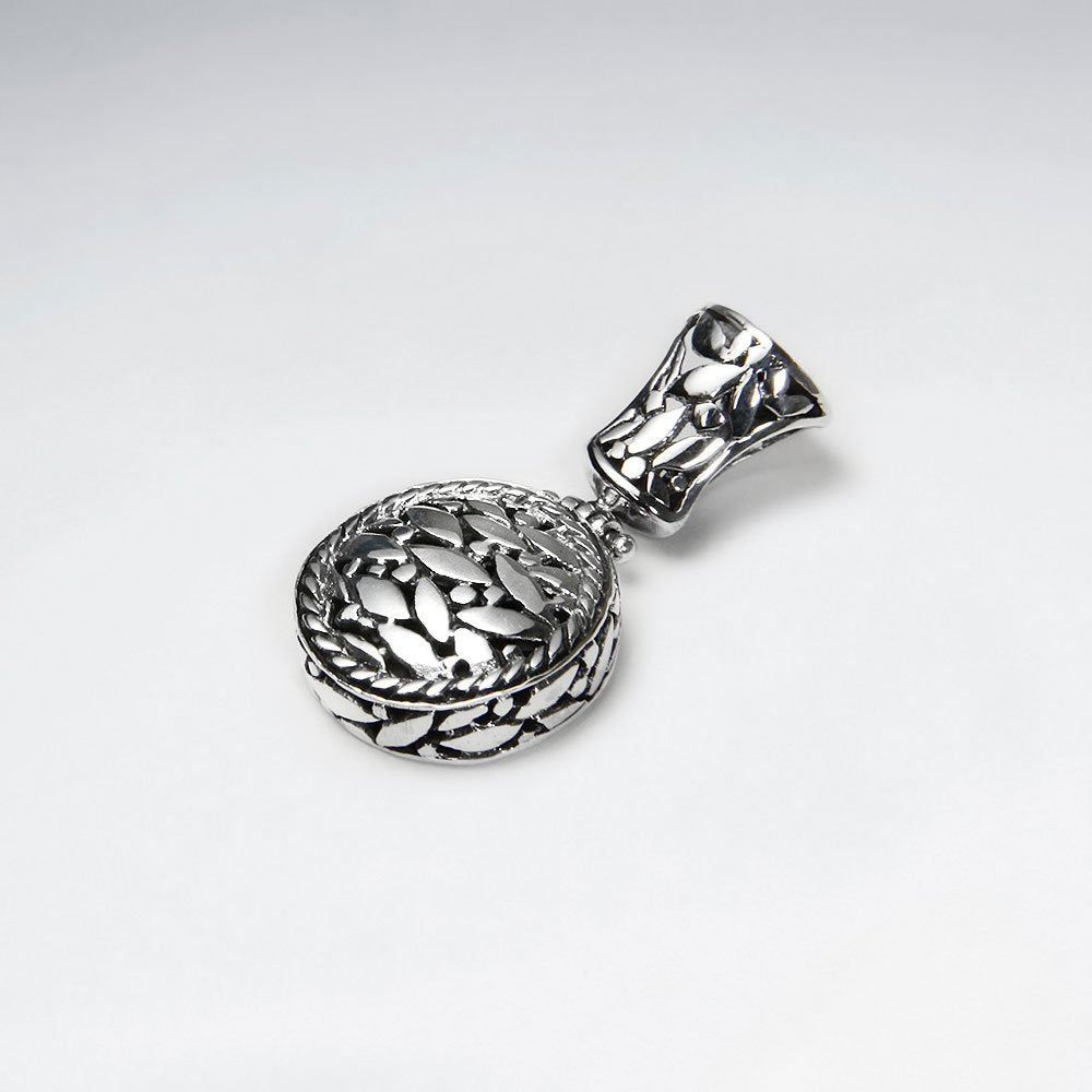 Oxidized Silver Medal Honors Inspired Circle Drop Pendant