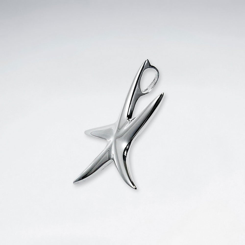 Polished Thick Starfish Shape Silver Pendant
