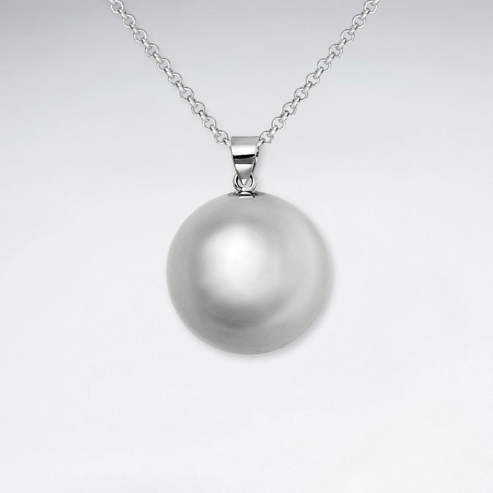 Round Circle Brushed Silver Pendant