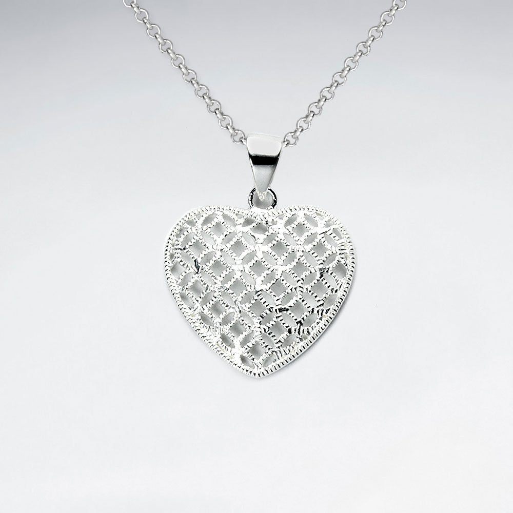 Oxidized Intricate Filigree Oxidized Silver Heart Pendant