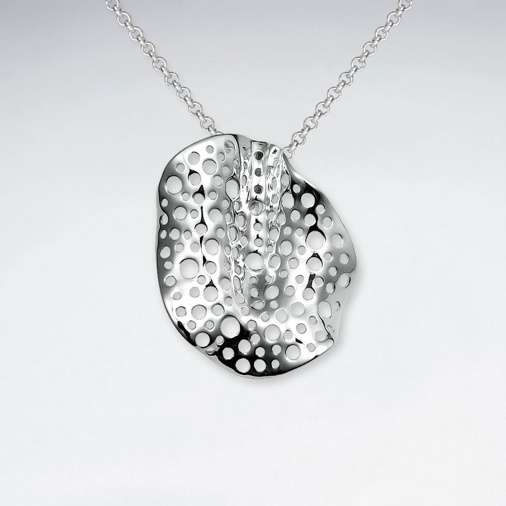 Organic Shape Rain Splattered Polished silver Pendant