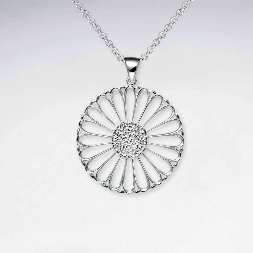 Sun Flower Silver Pendant