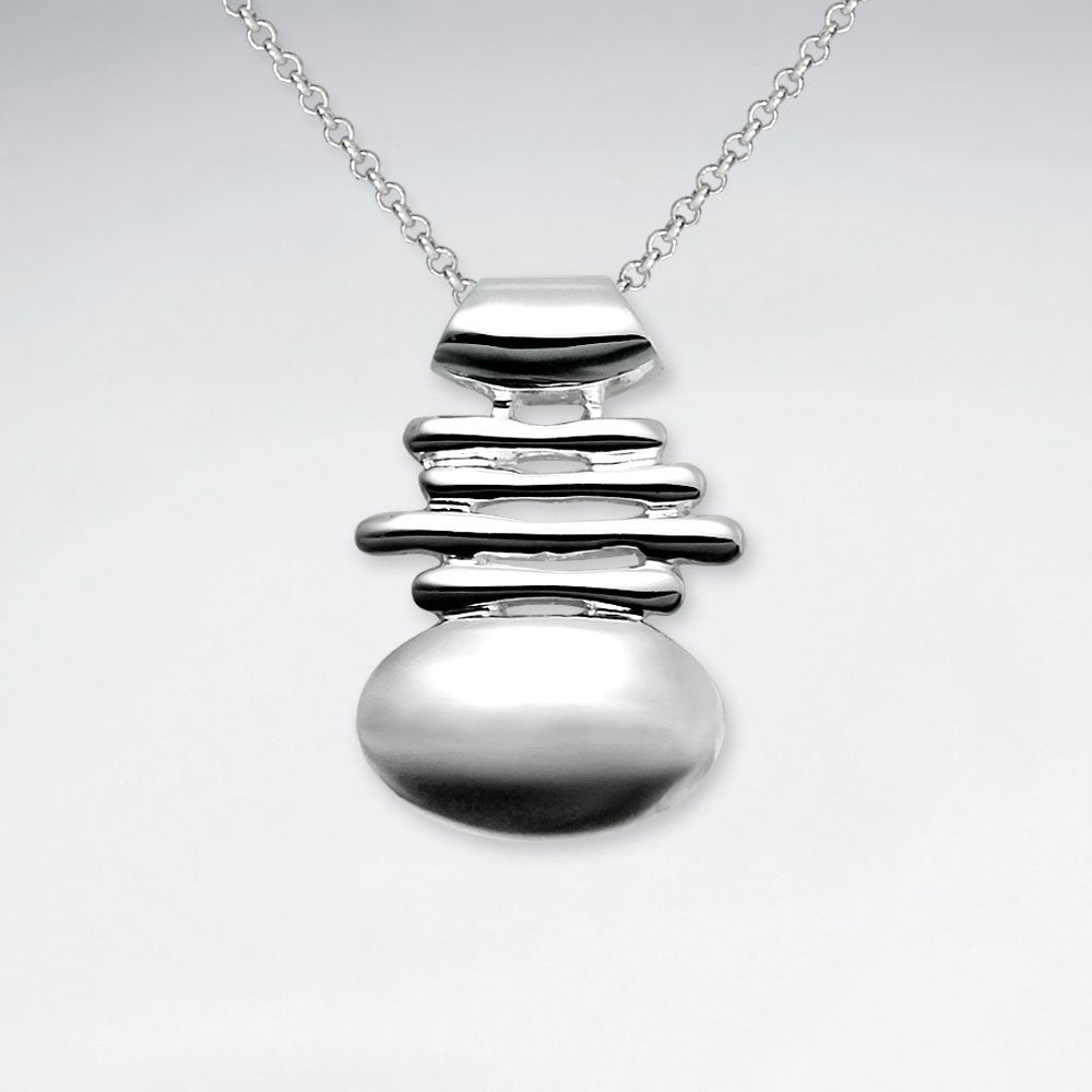 Modern Glam Silver Round Drop Suspended Pendant