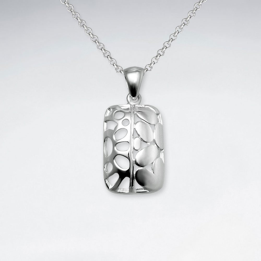Bubbled Rectangle Organic Cutout Silver Pendant
