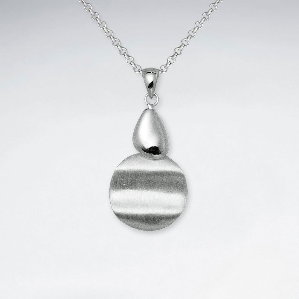 Suspended Wavy Lines Silver Circle Disc Pendant