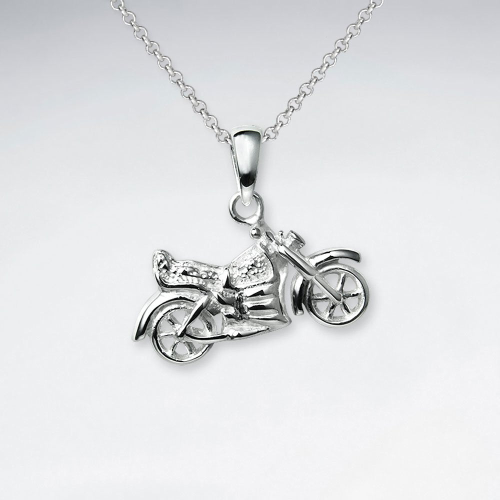 Polished Silver Motorcycle Pendant