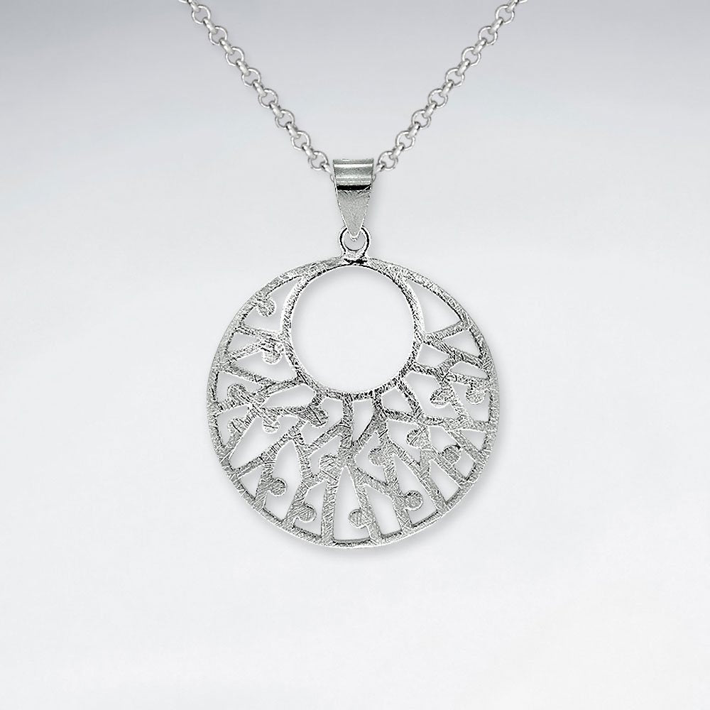 Sophisticated Open Circle Hoop Filigree Silver Pendant
