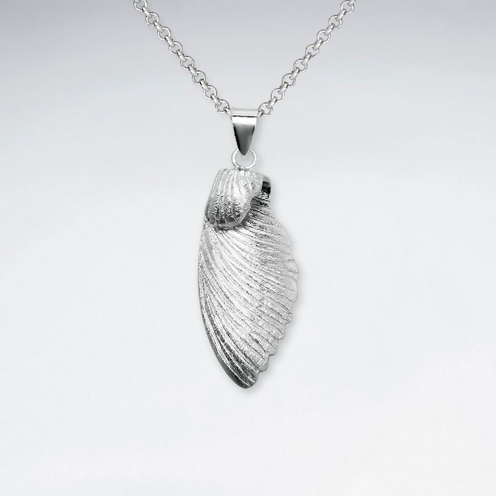 Upturned Angel Wings Polished Silver Pendant