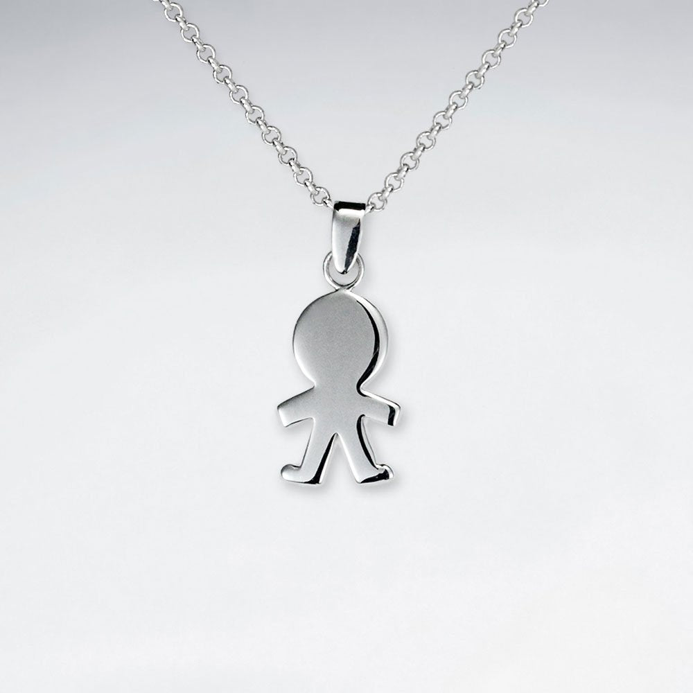 Person Silhouette Polished Silver Pendant