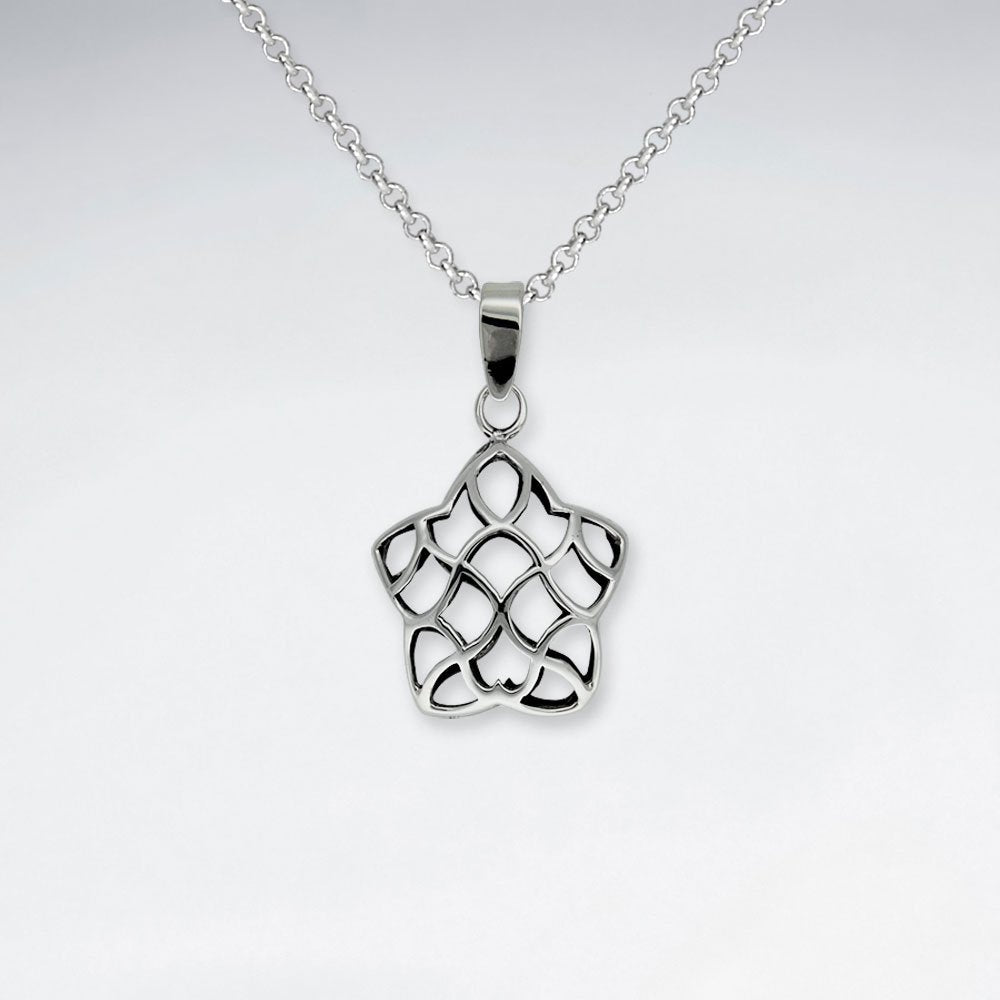 Oxidized Petite Filigree Organic Star Shape Silver Pendant