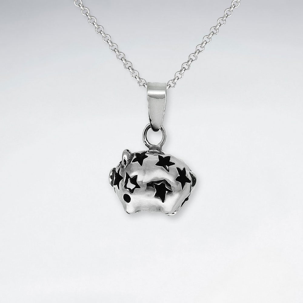 Oxidized Charming Oxidized Silver Pig Pendant