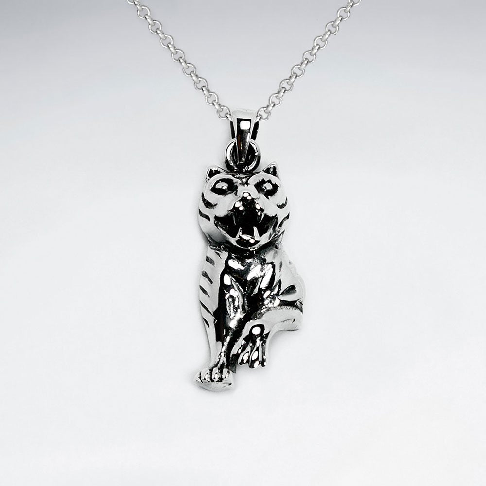 Oxidized Sterling Silver Tiger Charm Pendant