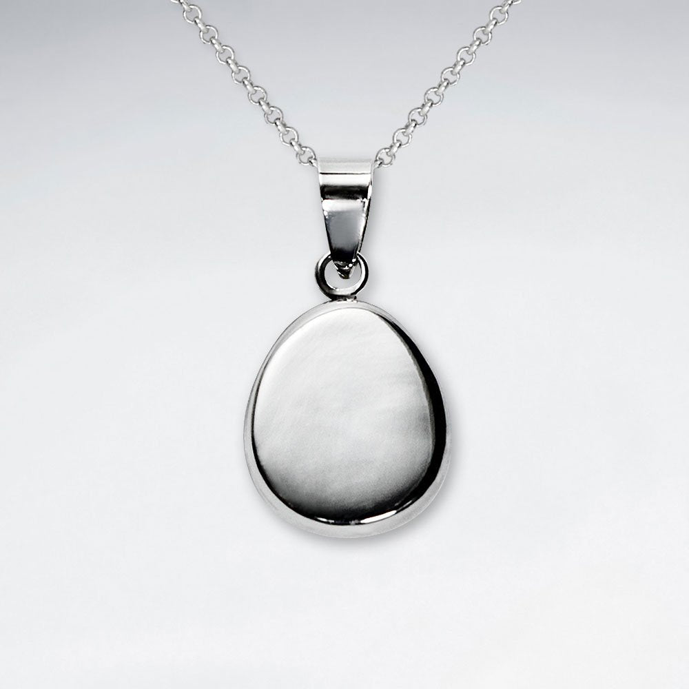 Polished Silver Egg Shaped Dangle Pendant