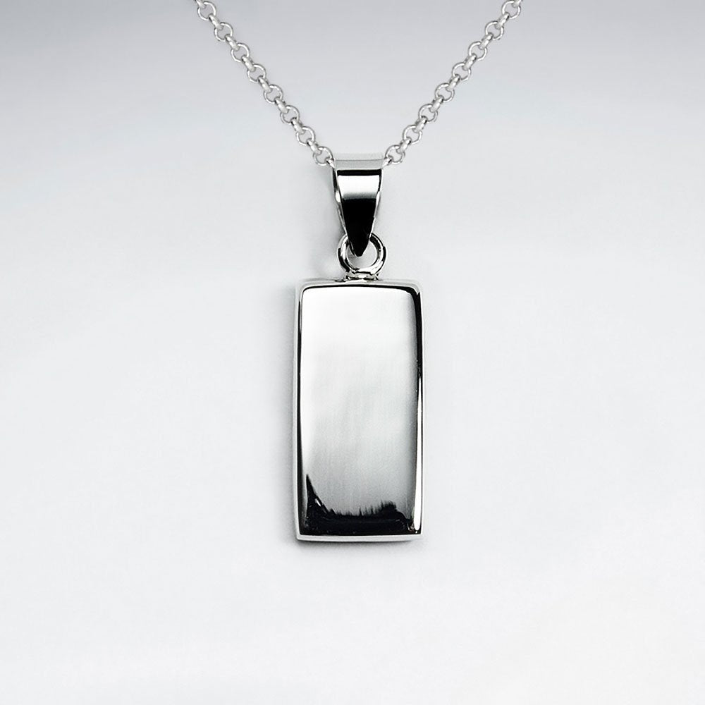 Polished Silver Classy Simple Rectangle Pendant