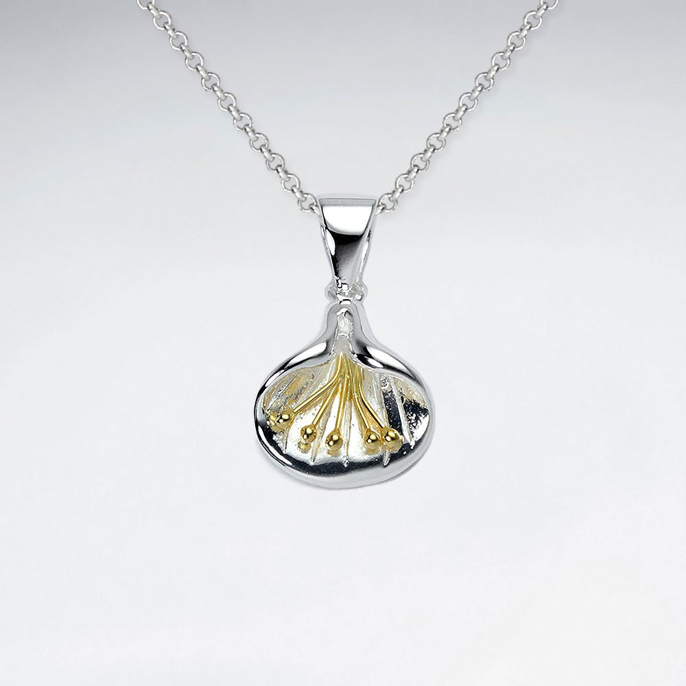18 K Flash Gold Plating Honeysuckle Inspired Silver Pendant