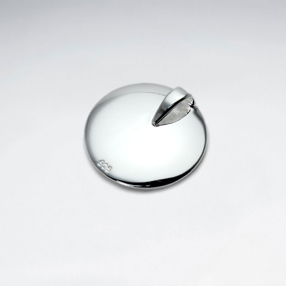 Silver Button With Middle Sand Blasted Disc Pendant