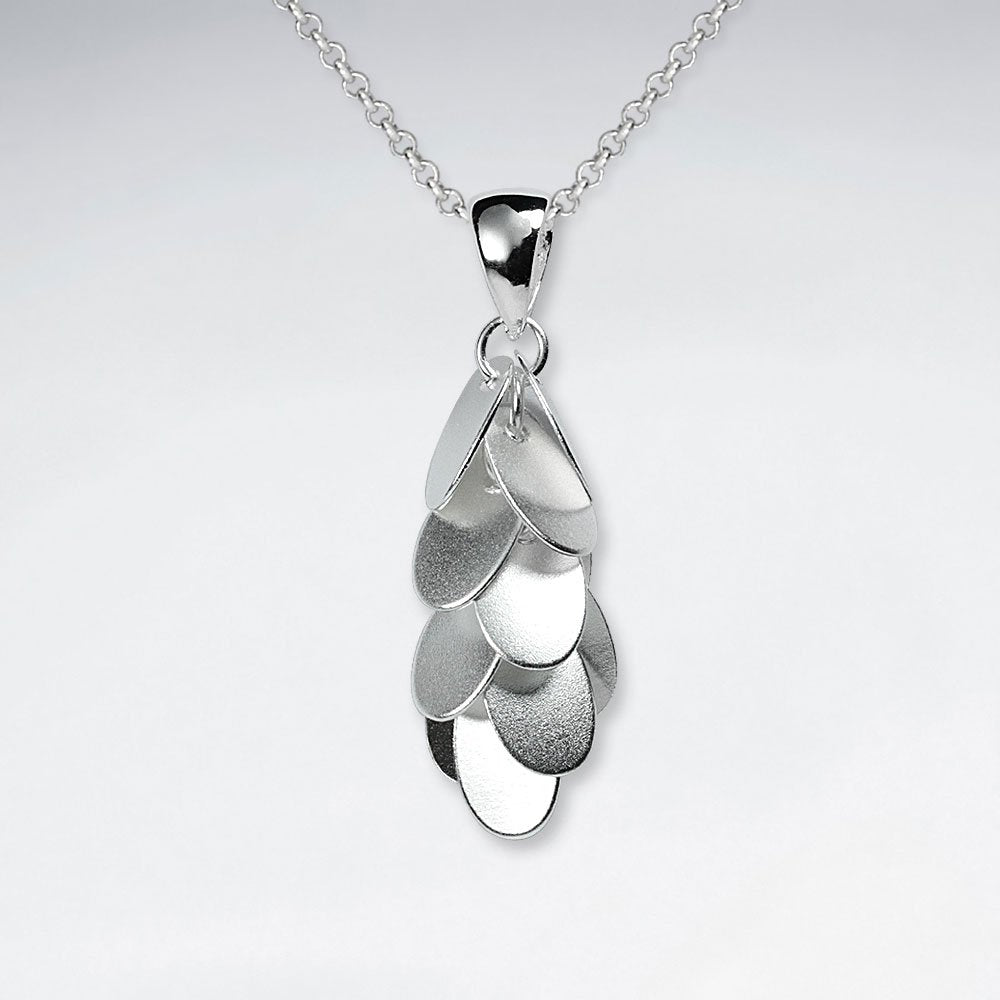 Sand Blasted Dangle Chandelier Charms Silver Pendant