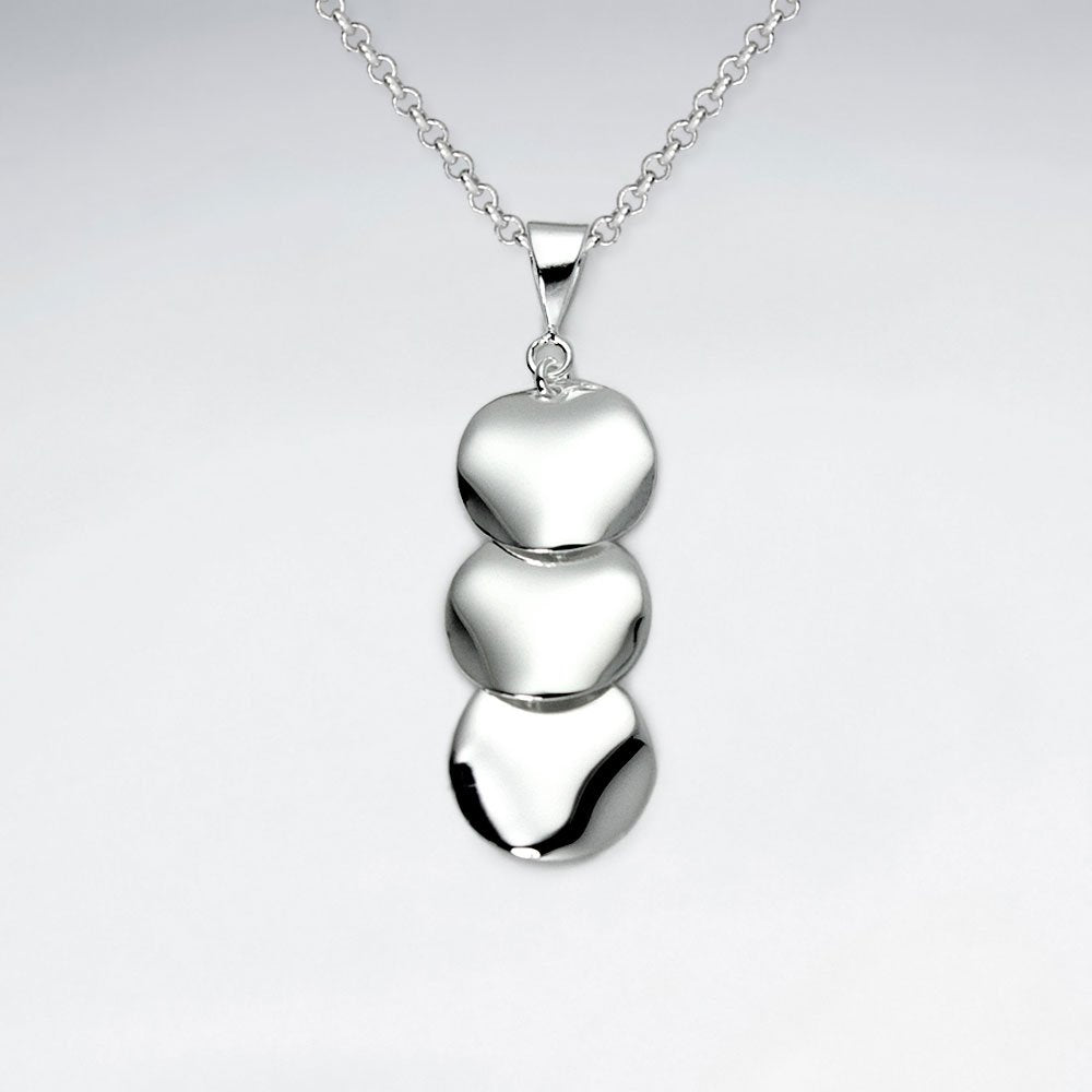 Polished Silver Triple Linking Drop Charm Pendant