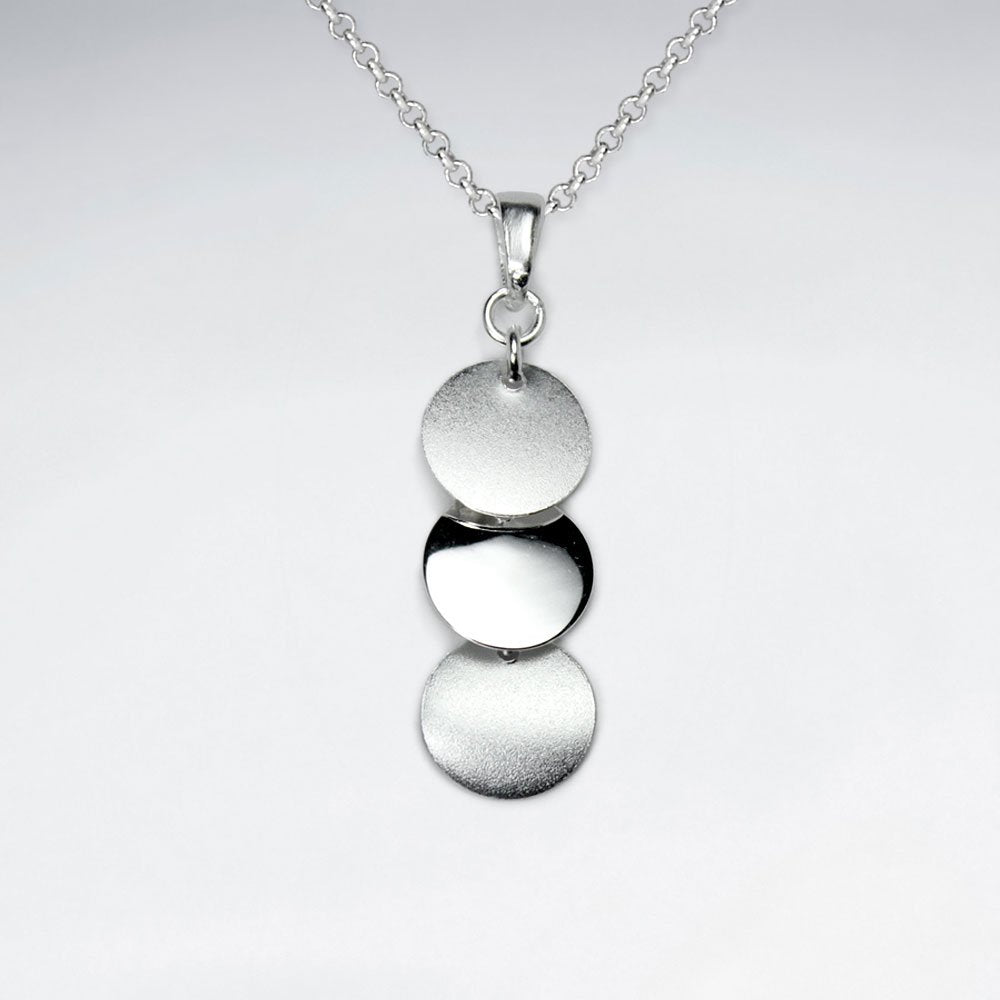 Elegant Silver Linking Chandelier With Double Sand Blasted Circle Pendant