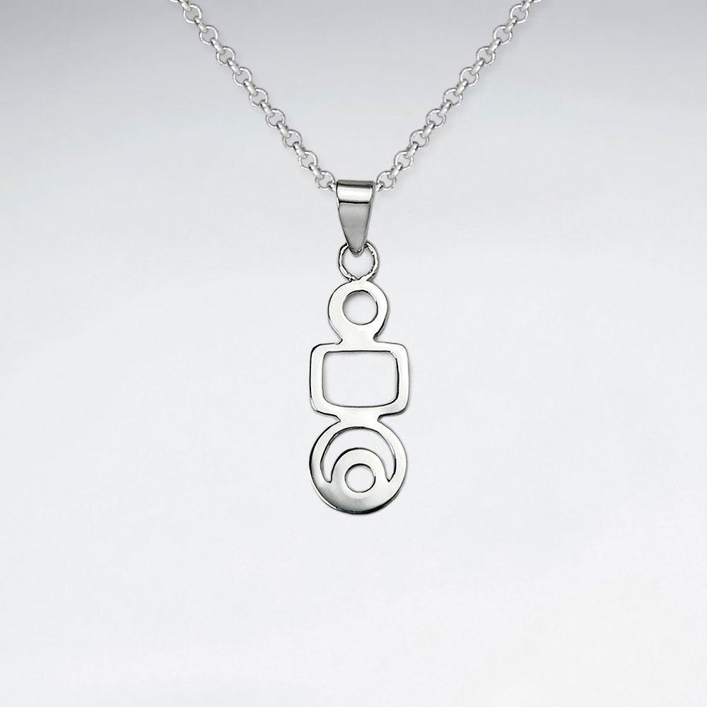 Silver Geometric Person Silhouette Pendant