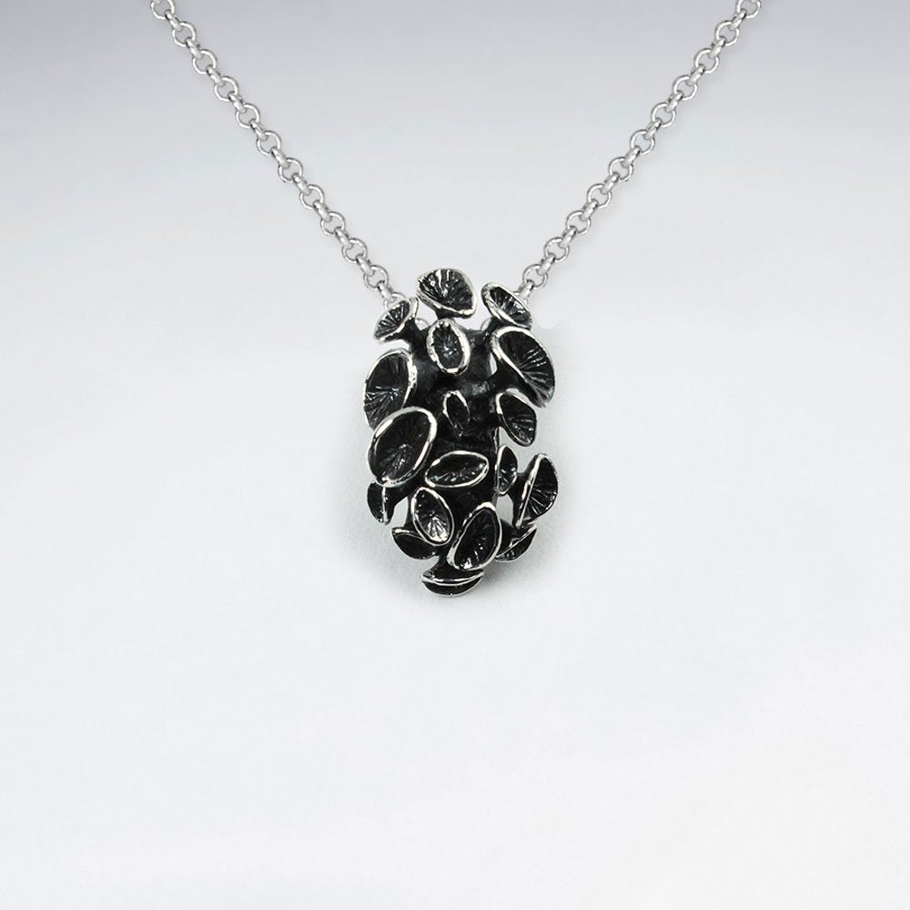 Oxidized Organic Clump Design Silver Pendant