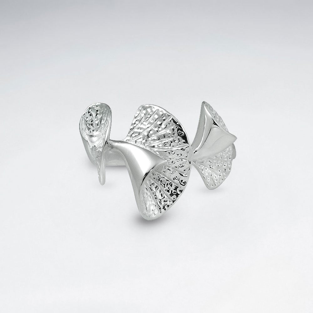 Elaborate Fanned Lines Contemporary Silver Ring