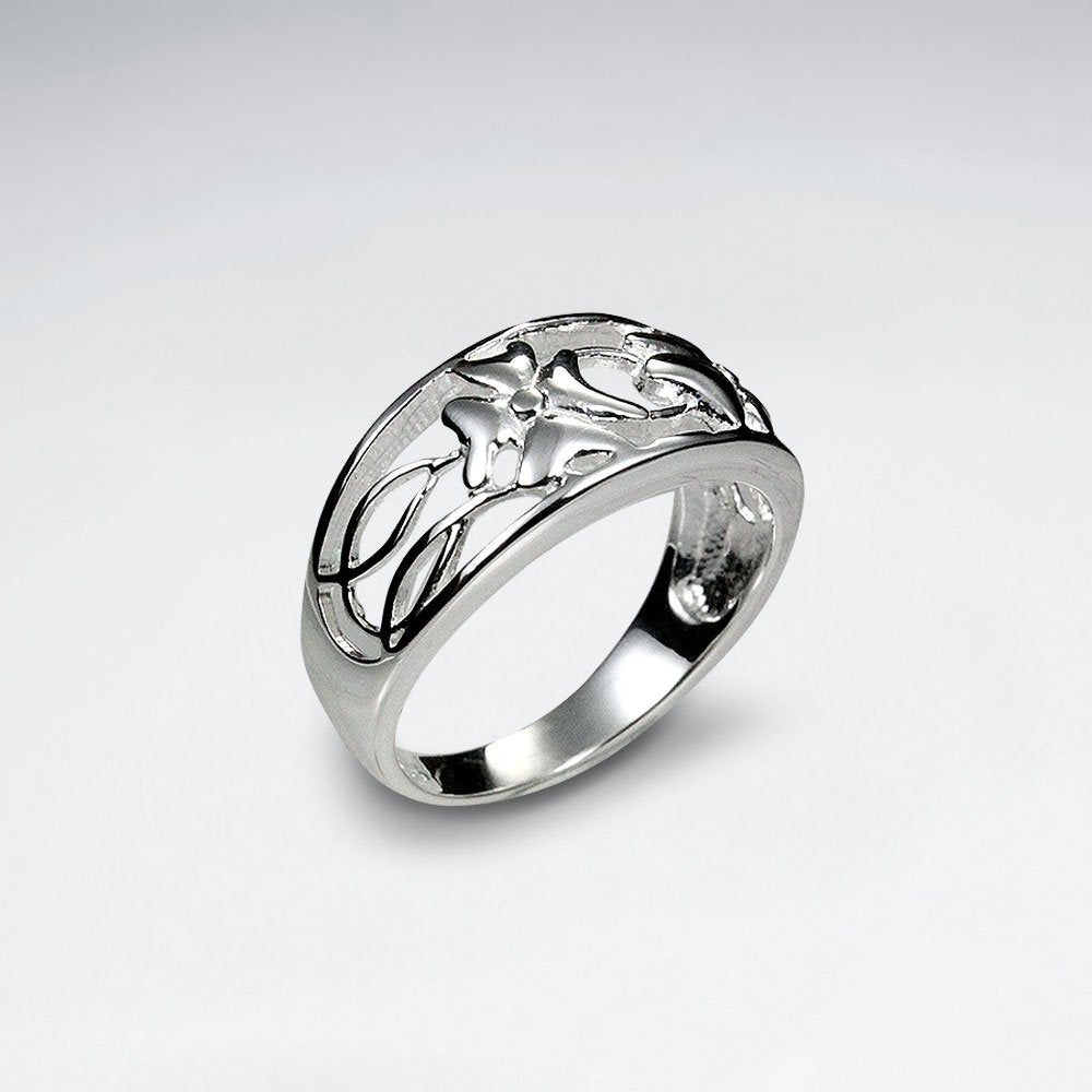 Delicate Floral Inspired Filigree Silver Ring