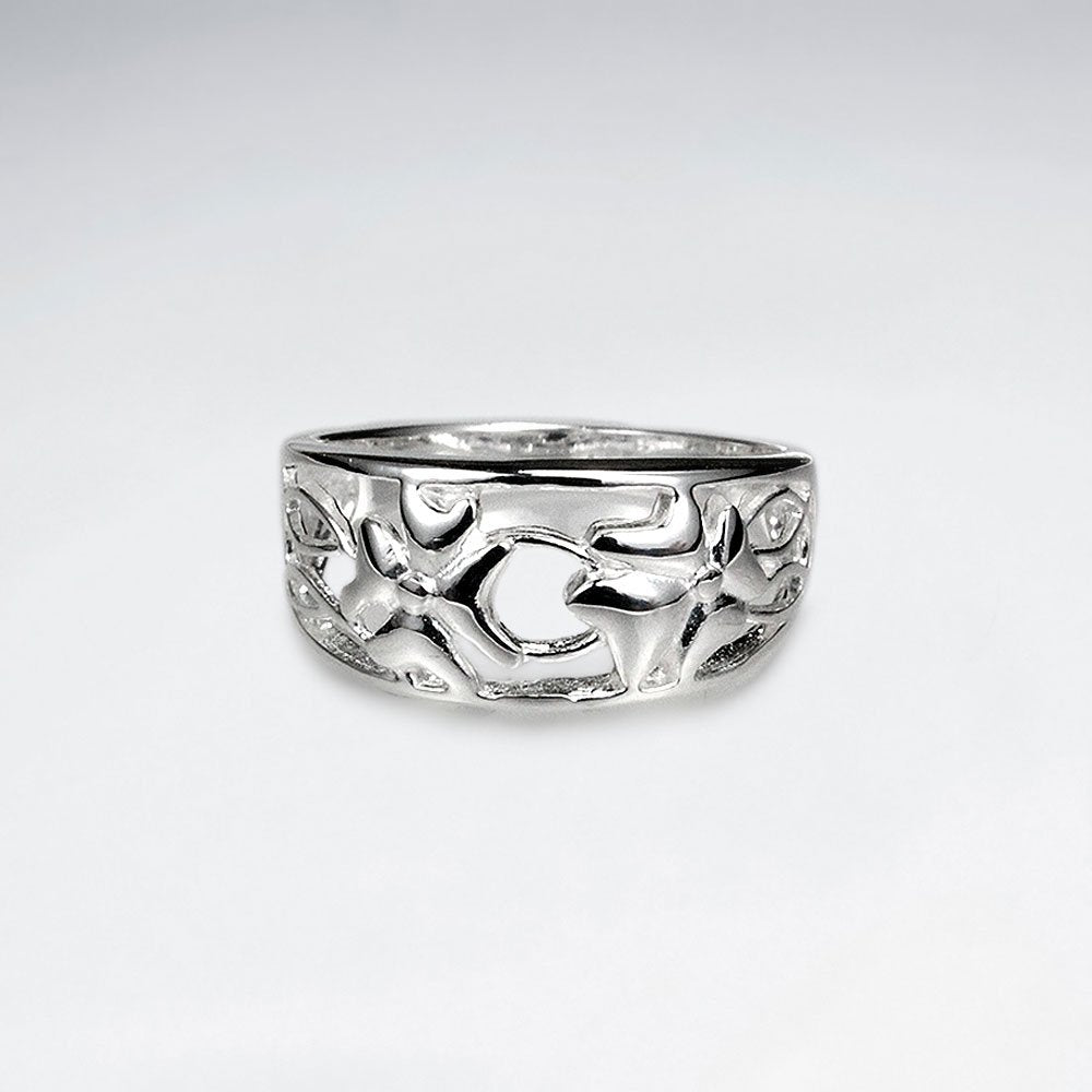Delicate Floral Inspired Filigree Silver Ring