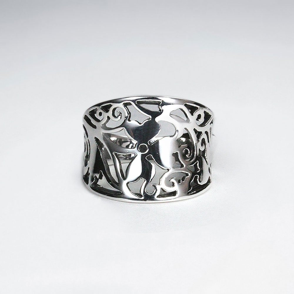 Clover Design Open Cutout Design Silver Ring