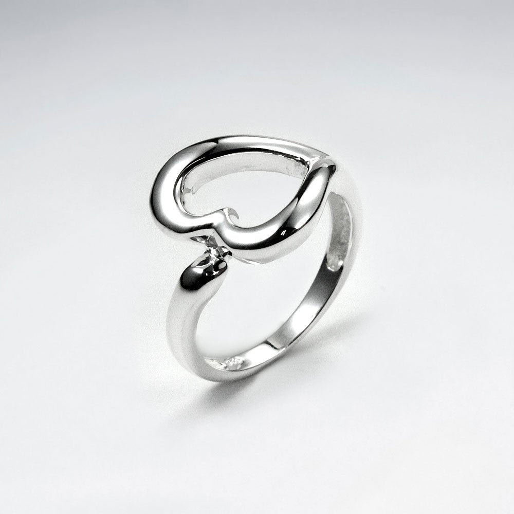 Classic Heart Cutout Sterling Silver Ring