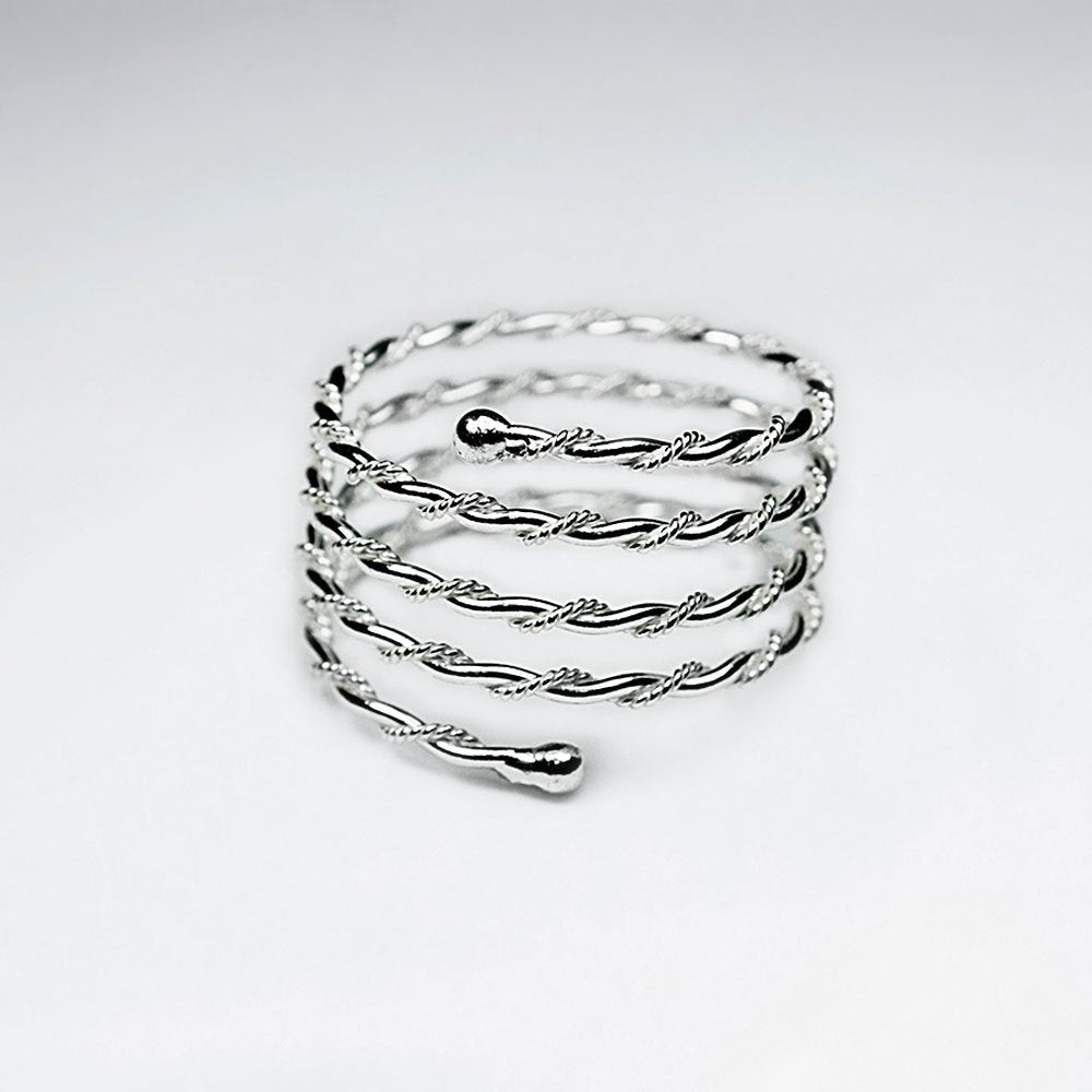 Silver Twisted Rope Style Coil Ring