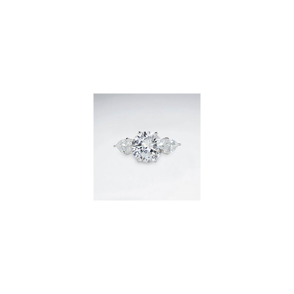 Silver Cubic Zirconia Ring With Ornate Leaf Shape Detailing