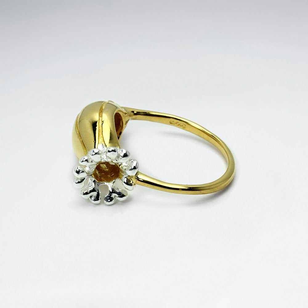 Polished Silver Flower Bloom Ring
