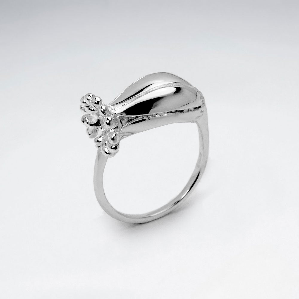 Polished Silver Flower Bloom Ring
